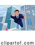 Vector Illustration of Super Hero Businessman Superhero Flying by AtStockIllustration