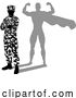 Vector Illustration of Super Hero Soldier Silhouette Superhero Shadow by AtStockIllustration