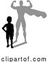 Vector Illustration of Superhero Child Kid with Super Hero Shadow by AtStockIllustration