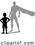 Vector Illustration of Superhero Child Kid with Super Hero Shadow by AtStockIllustration