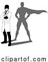 Vector Illustration of Superhero Doctor with Super Hero Shadow Silhouette by AtStockIllustration