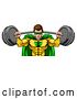 Vector Illustration of Superhero Mascot Weightlifter Lifting Big Barbell by AtStockIllustration