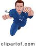 Vector Illustration of Superhero Nurse Doctor in Scrubs Flying Super Hero by AtStockIllustration