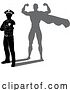 Vector Illustration of Superhero Police Guy Policeman Super Hero Shadow by AtStockIllustration