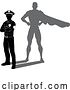 Vector Illustration of Superhero Police Guy Policeman Super Hero Shadow by AtStockIllustration