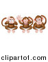 Vector Illustration of the Three Wise Monkeys Covering Their Ears, Eyes and Mouth, Hear No Evil, See No Evil, Speak No Evil by AtStockIllustration