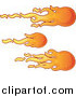 Vector Illustration of Three Flaming Fireballs Flying past by AtStockIllustration