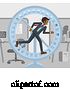 Vector Illustration of Tired Stressed Businessman Running Hamster Wheel by AtStockIllustration
