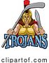 Vector Illustration of Trojan Lady Ice Hockey Sports Team Mascot by AtStockIllustration