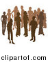Vector Illustration of Two Women Chatting Among a Crowd of Silhouetted Brown People by AtStockIllustration