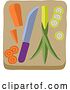 Vector Illustration of Vegetables and Knife on Chopping Cutting Board by AtStockIllustration