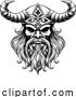 Vector Illustration of Viking Warrior Guy Strong Mascot Face in Helmet by AtStockIllustration