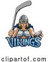 Vector Illustration of Viking Warrior Lady Ice Hockey Sports Team Mascot by AtStockIllustration