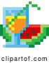 Vector Illustration of Watermelon Cocktail Pixel 8 Bit Video Art Icon by AtStockIllustration