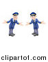Vector Illustration of Welcoming Hotel Doormen in Blue Uniforms by AtStockIllustration