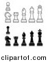 Vector Illustration of White and Black Chess Pieces by AtStockIllustration