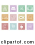 Vector Illustration of White Christian Icons on Colorful Pastel Tiles by AtStockIllustration