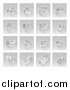 Vector Illustration of White Food Icons on Gray Squares by AtStockIllustration