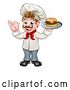 Vector Illustration of White Male Chef Gesturing Ok and Holding a Cheeseburger on a Tray by AtStockIllustration
