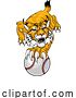 Vector Illustration of Wildcat Bobcat Baseball Ball Animal Team Mascot by AtStockIllustration