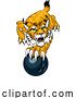 Vector Illustration of Wildcat Bobcat Bowling Animal Sports Team Mascot by AtStockIllustration