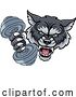 Vector Illustration of Wolf Werewolf Weight Lifting Dumbbell Gym Mascot by AtStockIllustration