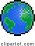 Vector Illustration of World Earth Globe Eight Bit Pixel Art Game Icon by AtStockIllustration