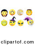 Vector Illustration of Yellow Halloween Smiley Emoji Emoticon Faces by AtStockIllustration