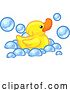 Vector Illustration of Yellow Rubber Ducky Duck Bubble Bath Toy by AtStockIllustration