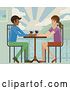 Vector Illustration of Young Couple Sea Side Restaurant by AtStockIllustration